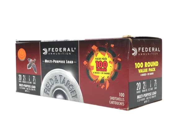 Federal 20 Gauge 2 1/2" 7.5 Shot 100 Rd Value Pack